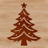A simple vector graphic representation of a traditional Christmas tree with festive decorations.