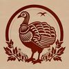 Domesticated Fowl in a Green Field A stylized illustration of a domesticated turkey standing on grass.