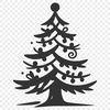 A simple vector illustration of a traditional Christmas tree with decorations.