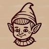 Festive Christmas Elf Character Illustration A cartoon Christmas elf character with a pointed hat and mischievous grin.