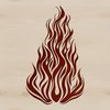 A vector illustration of a flame shape with flames rising upwards in a bold, graphic style.