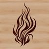 Single Flame Icon An abstract design featuring a single flame with detailed, geometric lines and shapes.