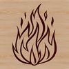 Flame shape made up of abstract fire elements in vector format.