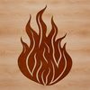 A stylized illustration of a flame with abstract shapes and lines, suitable for vector graphics and digital design.