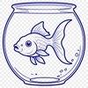 Goldfish Swimming in Bowl Clip Art A colorful illustration of a goldfish swimming in a transparent fish bowl.