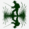 Fishing silhouette vector art for commercial use and laser cutting