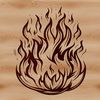 A stylized illustration of flames in a geometric shape, created as a vector graphic.