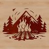 Warmth and Light Vector Graphic An SVG vector graphic of a roaring campfire, ideal for crafting projects or digital art templates.