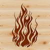 A stylized illustration of a flame with bold lines and vibrant colors.