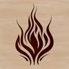 A vector graphic depiction of a flame design suitable for cutting machines or pyrography projects.
