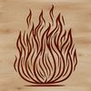 A stylized illustration of a flame with vibrant, abstract shapes.