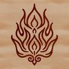 Flaming Artwork with Bold Lines Graphic representation of fiery flames with bold lines and simple shapes.