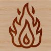 Simple flame shape made up of abstract lines and curves, suitable for vector art and design.