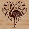 A stylized vector illustration of a flamingo standing on one leg in a natural habitat.