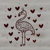 A vibrant, stylized illustration of a flamingo bird with heart symbols, suitable for various design purposes.