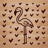 Vibrant Flamingo with Heartful Surroundings A colorful flamingo bird with hearts surrounding its body.