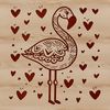 Colorful flamingo bird with love hearts in vector design style.
