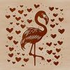 Adorable Flamingo with Love Hearts Illustration A vector illustration of a single standing flamingo bird with love hearts.