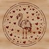 Playful Flamingo with Heart Details A stylized illustration of a flamingo bird in a fun and playful pose with heart symbols incorporated into its design.