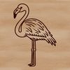 Standing Flamingo Bird Outline A pink bird with long neck and legs standing on one leg in a natural habitat.
