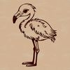 A colorful digital illustration of a flamingo bird in a natural habitat.