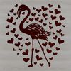 Whimsical Bird Icon with Hearts A stylized illustration of a flamingo with multiple love hearts surrounding it.