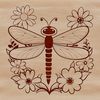Illustrative vector graphic of a dragonfly with intricate details.