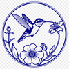 Perched on a Flower Branch SVG Art A colorful illustration of a hummingbird perched on a branch surrounded by flowers.