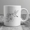 A colorful hummingbird perched on a floral branch, depicted in detailed vector art.