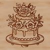 Birthday Cake Design SVG File A digital design of a traditional birthday cake with intricate details, suitable for use in graphic projects.