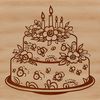 Floral Birthday Cake Artwork Vector A colorful illustration of a birthday cake decorated with floral patterns and edible flowers.