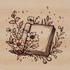 A vector illustration of a book with floral elements.