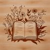 Open Book Illustration Vector Vector illustration of an open book with floral patterns and textures, ideal for educational designs.