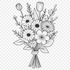 Mixed Flower SVG Template Free Download An illustration of a mixed floral bouquet with various types of blooms.