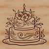 A colorful birthday cake decorated with floral patterns and edible images.