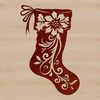 Christmas Floral Stocking Design A colorful SVG design featuring a festive Christmas stocking with floral patterns.