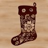 Festive Floral Stocking Illustration A high-resolution vector illustration of a festive floral-patterned Christmas stocking.