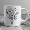 Blooming Floral Arrangement Illustration An illustration of a collection of blooming flowers gathered together in a harmonious arrangement.
