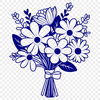 Blooming Beauty Floral Arrangement An illustration of a floral arrangement featuring a variety of blooming flowers tied together with a ribbon or stem.