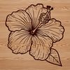 An intricate vector design featuring the leaves and flowers of the hibiscus plant in bold lines and shapes.