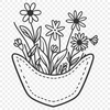 A detailed, high-quality illustration of a wild flower-shaped pocket design for crafting or DIY projects.
