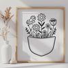 Decorative Floral Pouch Design A vector graphic design featuring a decorative floral pocket with detailed patterns.
