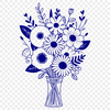 Blooming Bouquet Illustration A vector design featuring a collection of flowers tied together with a ribbon.