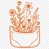 Beautiful Floral Pattern with Stylized Flower Design A floral design featuring a stylized flower pocket in vector format, suitable for cutting machines or laser cutters.