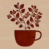 A simple floral patterned coffee cup design.