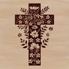 A simple vector illustration of a crucifix with detailed design elements.