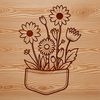 Whimsical Wildflower Pocket Design A vector illustration of a floral pocket featuring intricate wild flower designs.