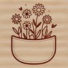Beautiful Flower Pouch Clip Art Illustrated flower pocket design, suitable for crafting and DIY projects.