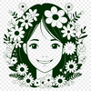 A vector illustration of a woman in floral attire, suitable for various uses including digital design and DIY projects.