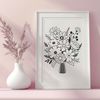 Lush Floral Arrangement SVG A vector illustration of a lush floral arrangement, perfect for use in digital designs and printable art.